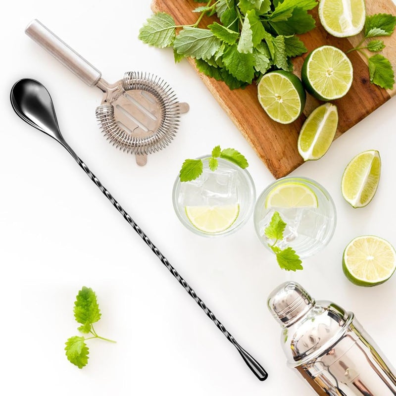 eispap 12 Inches Bar Spoon, Long Handle Mixing Stirrers for Drink, Stainless Steel Bar Cocktail Shaker Spoon 1 Pcs (1, Black) - Image 3